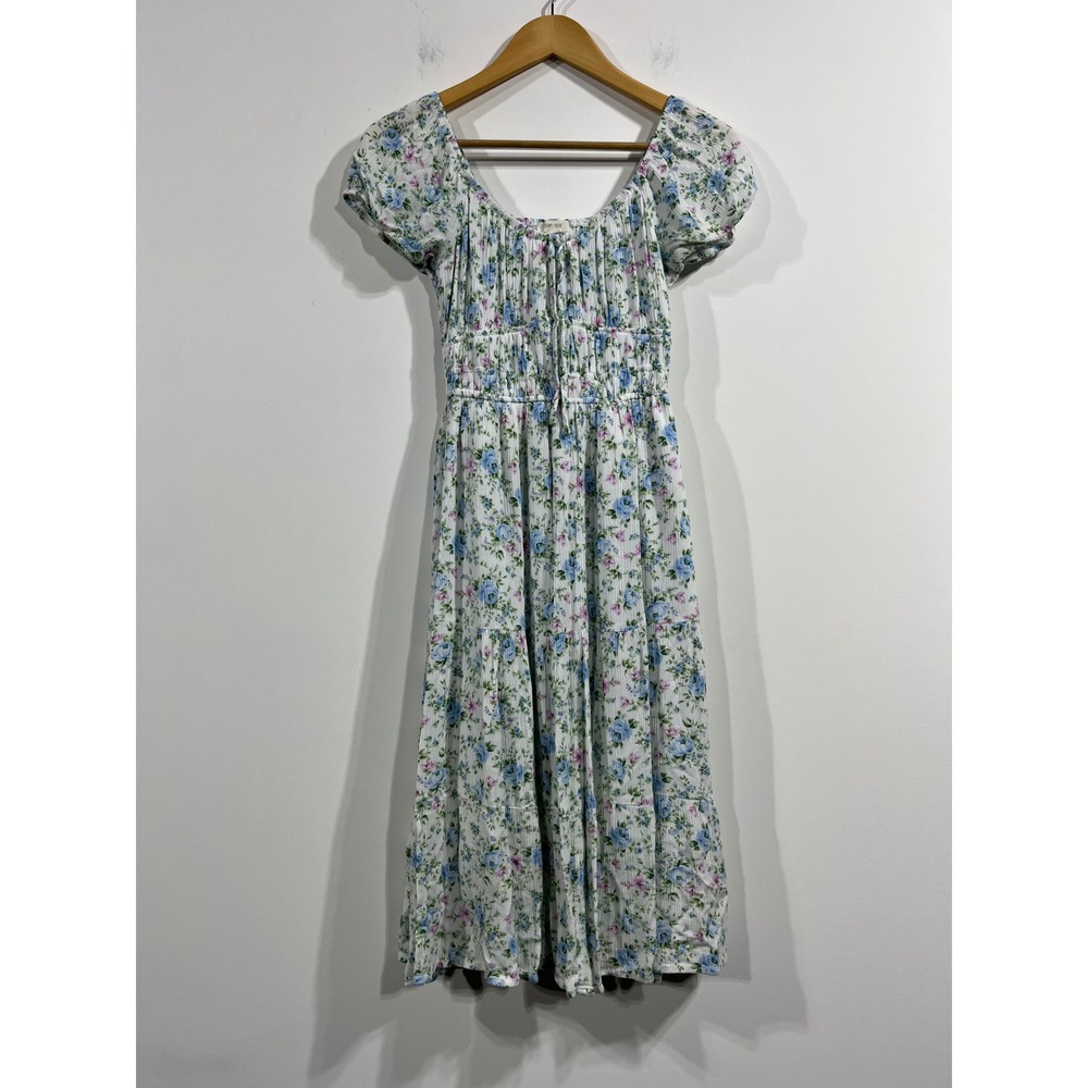 Rachel Paige Coquette Floral Smocked Midi Dress Puff Sleeve Cottagecore Small